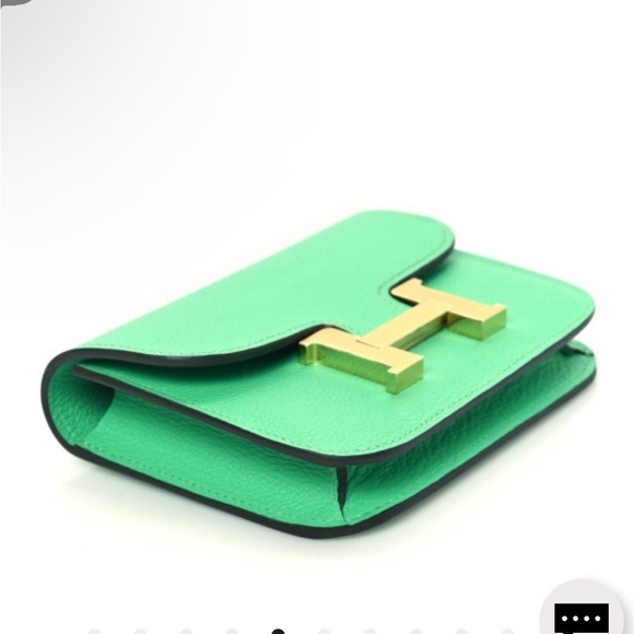 HERMES 
Evercolor Bi-Color Constance Slim Wallet Vert Comics Bleu Zellige - Picture 5 of 10